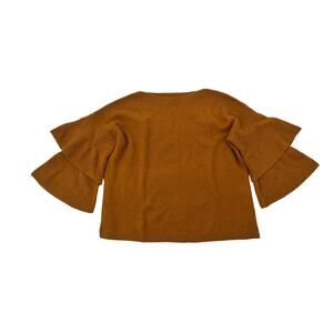 Madewell Women’s M Puff Sleeve Knit Sweater Top Mustard Brown Short Sleeve